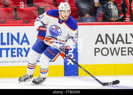 Raleigh, North Carolina, USA. 25th Nov, 2015. Edmonton Oilers center Leon Draisaitl (29) during the NHL game between the Edmonton Oilers and the Carolina Hurricanes at the PNC Arena. © Andy Martin Jr./ZUMA Wire/Alamy Live News Stock Photo