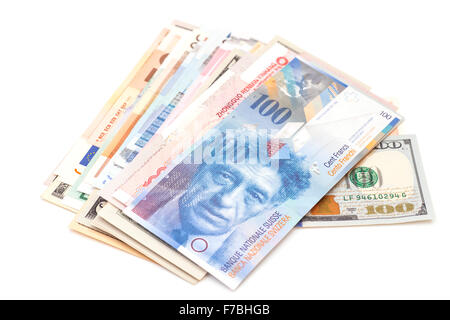 International currencies isolated on white background
