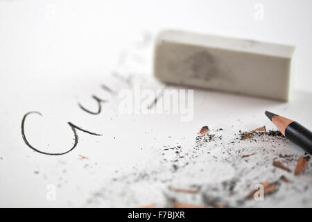 Eraser with the writing word on white background Stock Photo