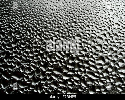 Static stark drops of condensation on a window pane with monochrome background create a strong graphic pattern Stock Photo