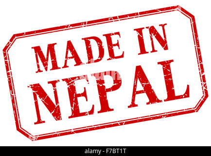 Nepal - made in red vintage isolated label Stock Photo