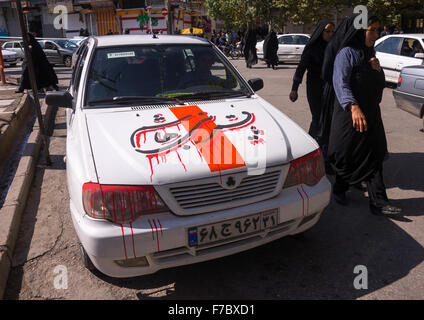 Car Decorated For Ashura Shiite Celebration, Lorestan Province, Khorramabad, Iran Stock Photo