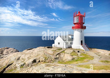 Lighthouse at Lindesnes, Norway Stock Photo
