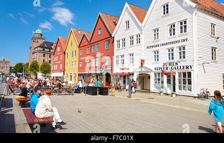 Wooden warehouses, Bryggen, Bergen, Norway Stock Photo