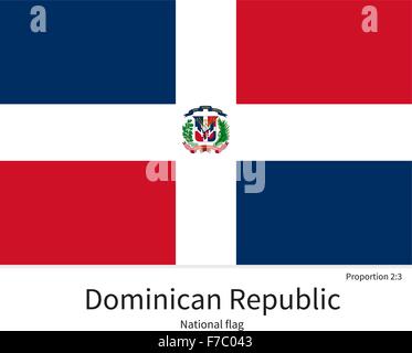 National flag of Dominican Republic with correct proportions, element, colors Stock Vector