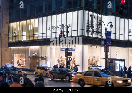 42nd Street and Fifth Avenue, Dusk, NYC Stock Photo