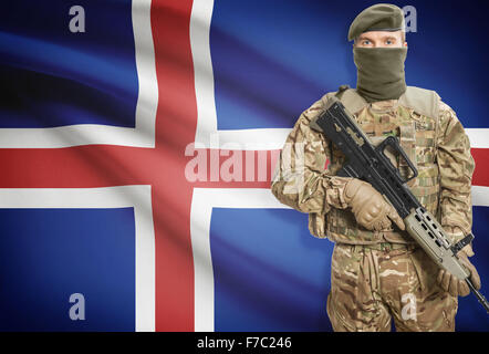 Flag Of Iceland On Military Uniform Army Troops Soldiers Collage Stock Photo Alamy