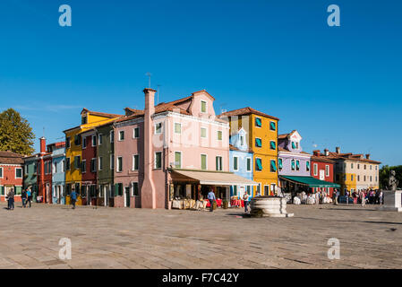 BURANO, ITALY CIRCA SEPTEMBER 2015: Burano is an island in the Venice lagoon known for its typical brightly colored houses and t Stock Photo