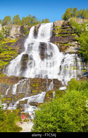 Tvindefossen waterfall, Hordaland, Norway Stock Photo
