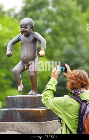 Little Angry Boy, Vigeland Sculpture Park, Vigelandsparken, Oslo, Norway Stock Photo