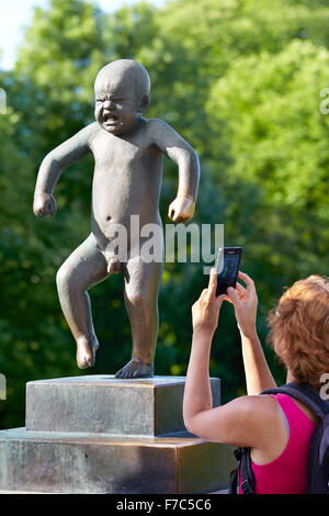 Little Angry Boy, Vigeland Sculpture Park, Vigelandsparken, Oslo, Norway Stock Photo