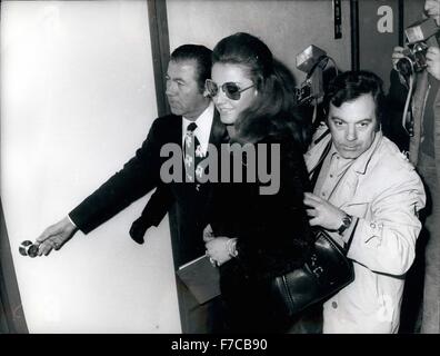 1968 - Polish actress Magda Konopka talks with her lawyer angelozzi Garibolid after being interrogated by Rome magistrate investigating a drug scandal. She and 24 other persons, including jet set personalities, were named suspects in the case of the ''Number One'' night club, where drugs were allegedly found. © Keystone Pictures USA/ZUMAPRESS.com/Alamy Live News Stock Photo