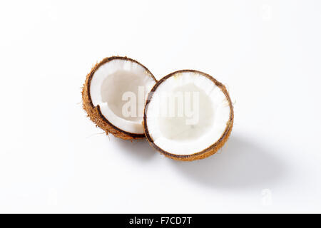 Fresh coconut cut in half Stock Photo