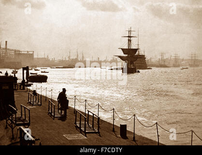 Greenwich Pier, River Thames, London - Victorian period Stock Photo