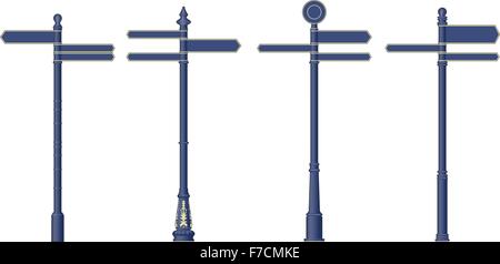 Town centre direction and information signs Stock Vector