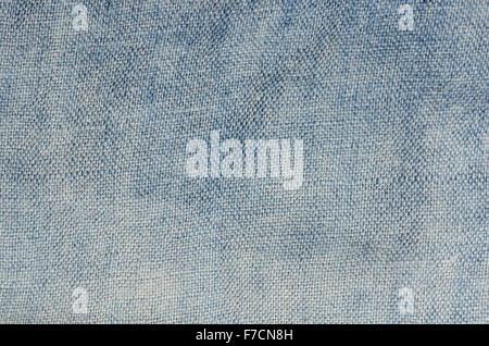 close up blue linen texture background Stock Photo