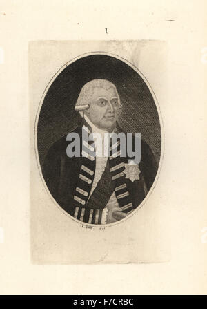 King George III of England. Copperplate engraving by John Kay from A Series of Original Portraits and Caricature Etchings, Hugh Paton, Edinburgh, 1842. Stock Photo