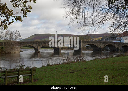 River Wye bridge in Builth Wells Wales Stock Photo