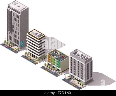 Vector isometric buildings set Stock Vector