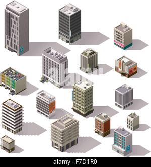 Vector isometric buildings set Stock Vector
