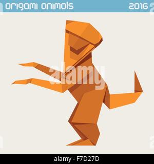 Origami monkey. Vector simple flat illustration. New Year 2016 Stock Vector