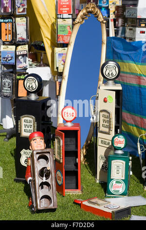 Toy Gas Station and novelty wine racks Stock Photo