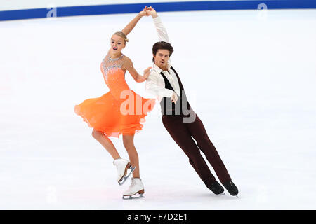 Alexandra Stepanova / Ivan Bukin (RUS), NOVEMBER 28, 2015 - Figure Skating : ISU Grand Prix of Figure Skating 2015 NHK Trophy Ice Dancing Short Dance at Big Hat in Nagano, Japan. (Photo by AFLO) Stock Photo