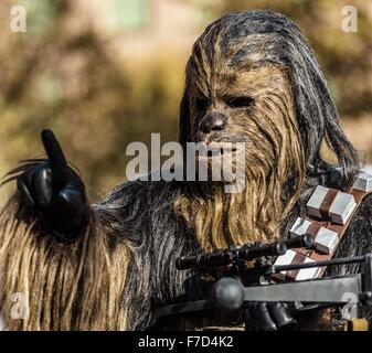 Barcelona, Catalonia, Spain. 29th Nov, 2015. A participant of the 9th Star Wars parade in front of Barcelona's Arc de Triomf is dressed up as movie character 'Chewbacca' © Matthias Oesterle/ZUMA Wire/Alamy Live News Stock Photo