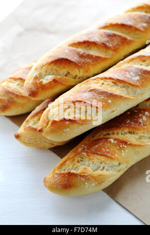 brown loaf of fresh baquettes, food close-up Stock Photo