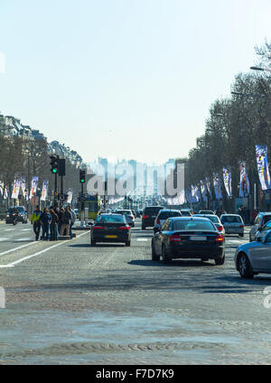 On the Champs Elysees in Paris Stock Photo