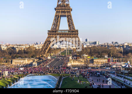 Celebrations at the Eiffel Tower in Paris Stock Photo