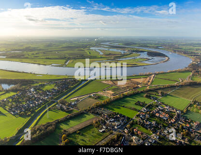 Conversion of Emschermündung, mouth of the Emscher river in the Rhine in Dinslaken, Rhein, Dinslaken, Ruhr region, Stock Photo