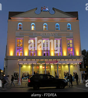 The Old Vic Theatre at dusk,Waterloo Rd,Borough of Lambeth,Greater London,England UK Stock Photo