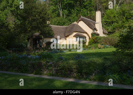 Thatched cottage in the village of Selworthy on the National Trust Holnicote Estate, Somerset, England, UK. Stock Photo