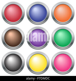 A selection of colourful button icons isolated on a white background Stock Photo