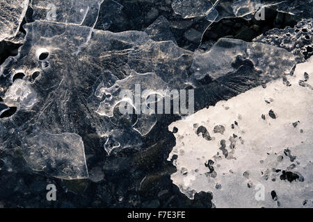 Broken sea ice melting on an Alaskan beach. Stock Photo