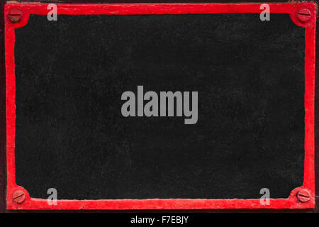 black old steel texture in red frame Stock Photo