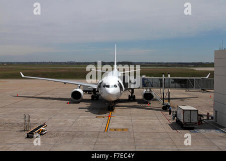 Air Europe Airbus 330 at Carrasco international airport in Montevideo, Uruguay. Stock Photo