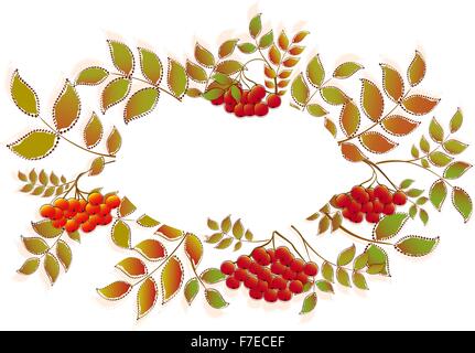 Frame from autumn leaves rowan berry and maple autumn theme ...