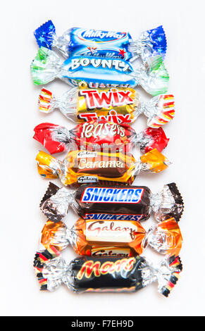 A selection of chocolates from a tin of Celebrations. Stock Photo