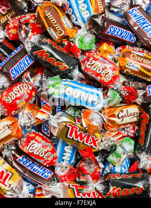 A selection of chocolates from a tin of Celebrations. Stock Photo