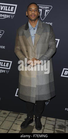 Triumph Bonneville launch party - Arrivals  Featuring: reggie yates Where: London, United Kingdom When: 28 Oct 2015 Stock Photo