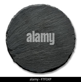 Round slate stand isolated on a white background Stock Photo