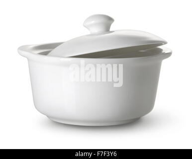 White ceramic tureen isolated on a white background Stock Photo