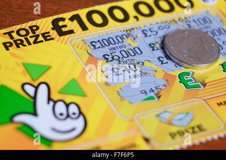 £100,000 lottery scratch card Stock Photo