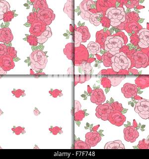 Set of four seamless floral patterns. Stock Vector