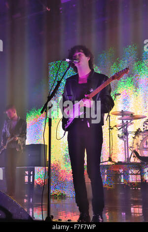 Matthew Healy and The 1975 play to a full house at The Oasis Concert venue in Swindon. Stock Photo