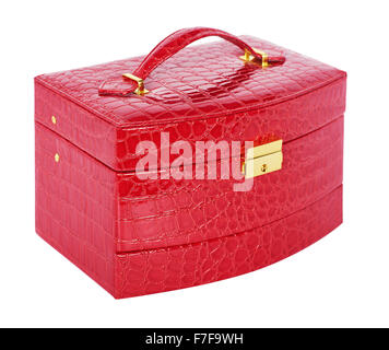 Red box for jewelry on a white background Stock Photo