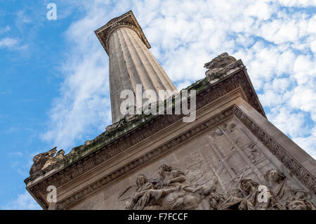 Looking up at Monument London, the monument to The Great Fire of London. Stock Photo