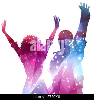 Silhouettes of party people on an abstract background Stock Photo